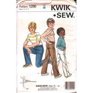 Vintage 1983 Kwik Sew 1296 Boys Pants Sewing Pattern 4 5 6 7 Kerstin Martensson